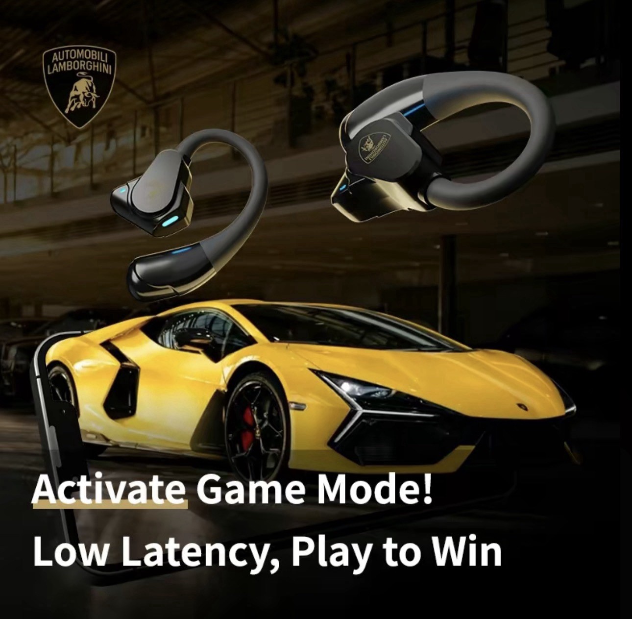 Lamborghini Sport Ear Hook Audifonos Bluetooth 6.0 Headphones
