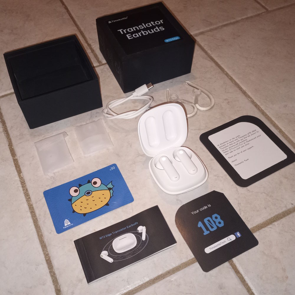 Lightly Used White Timekettle WT2 Edge Translation Earbuds + Case + Original Box