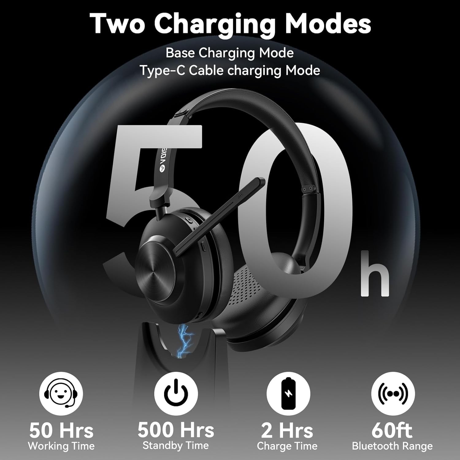 Bluetooth Headset with USB-dongle Microphone Wireless Headphone for PC/Phones