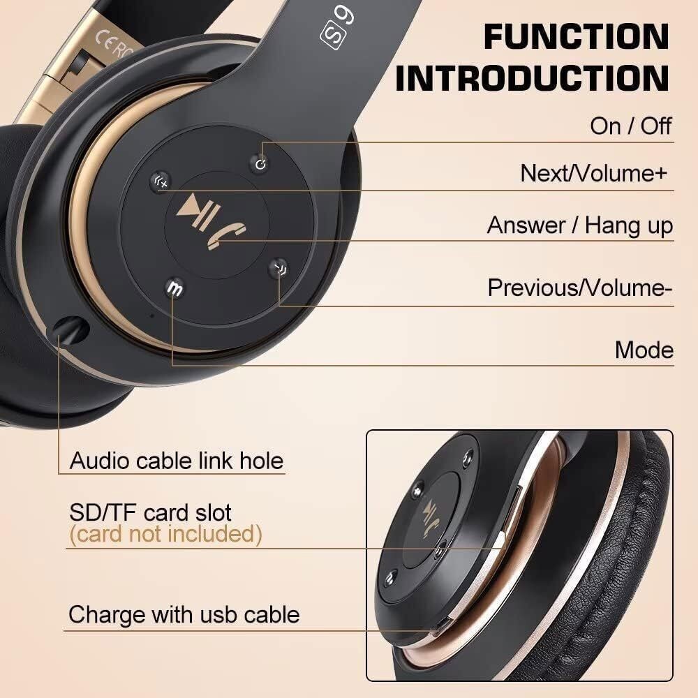Headphones Wireless Bluetooth Noise Cancelling Stereo Earphones Over Ear Headset