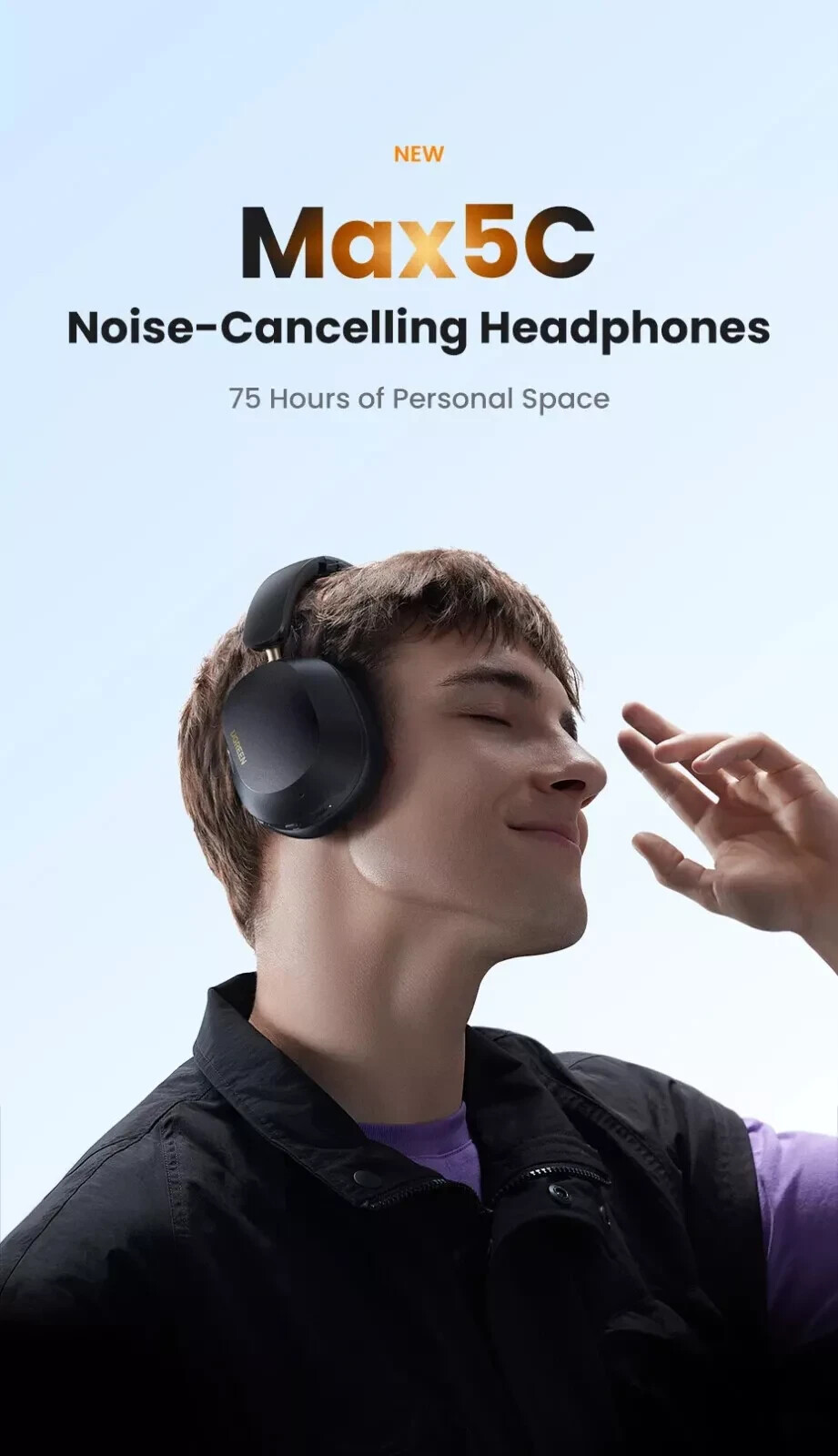 UGREEN Choice Max5c Wireless Bluetooth Headphones 43dB Active Noise Cancellation