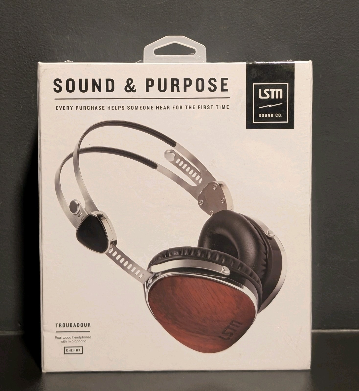 LSTN Cherry Wood Troubadour Over-Ear Wired Headphones w/ Microphone New & Sealed