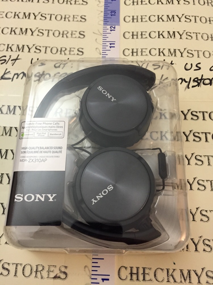 New Sony MDR-ZX310AP Headband Headphones with Microphone-Black