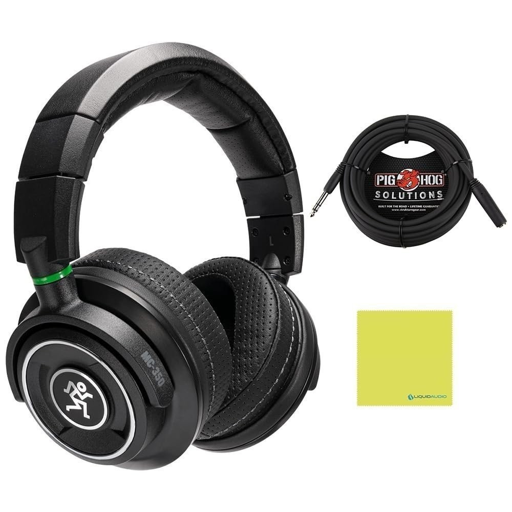 Liquid Audio Mackie MC-350 Professional Closed-Back Headphones Black Bundle…