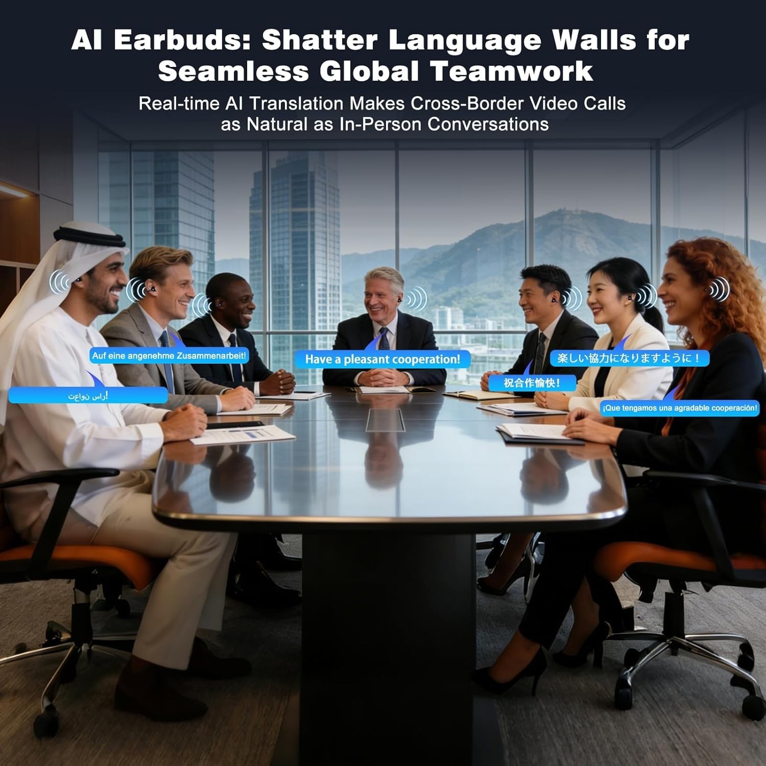 Bluetooth Translation Earbuds with Open-Ear Design: 5H Battery Life, Waterproof