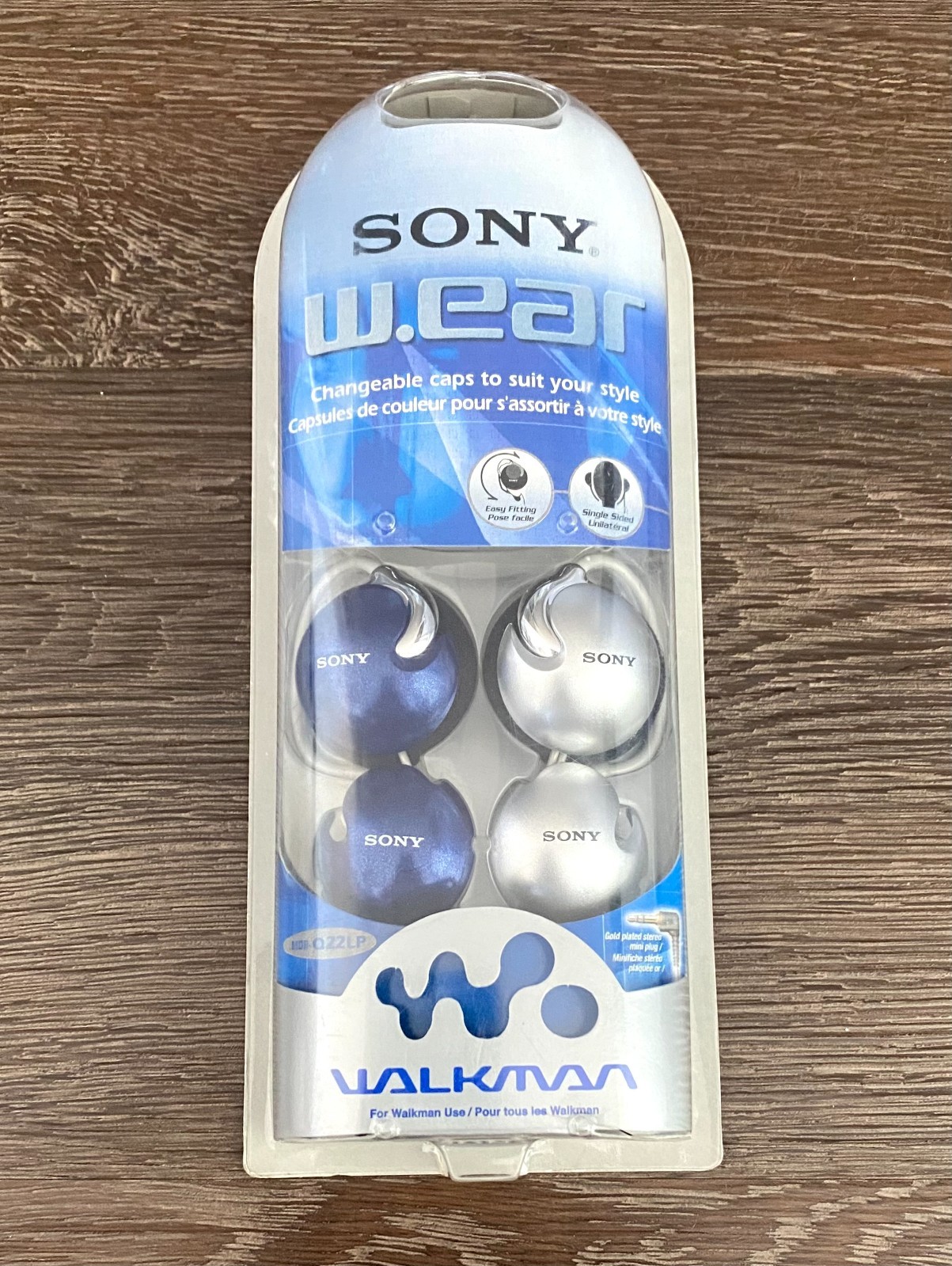 Sony MDR-Q22LP Ear-Hook Headphones NEW Silver/Blue Retro Vintage 2003 Sealed