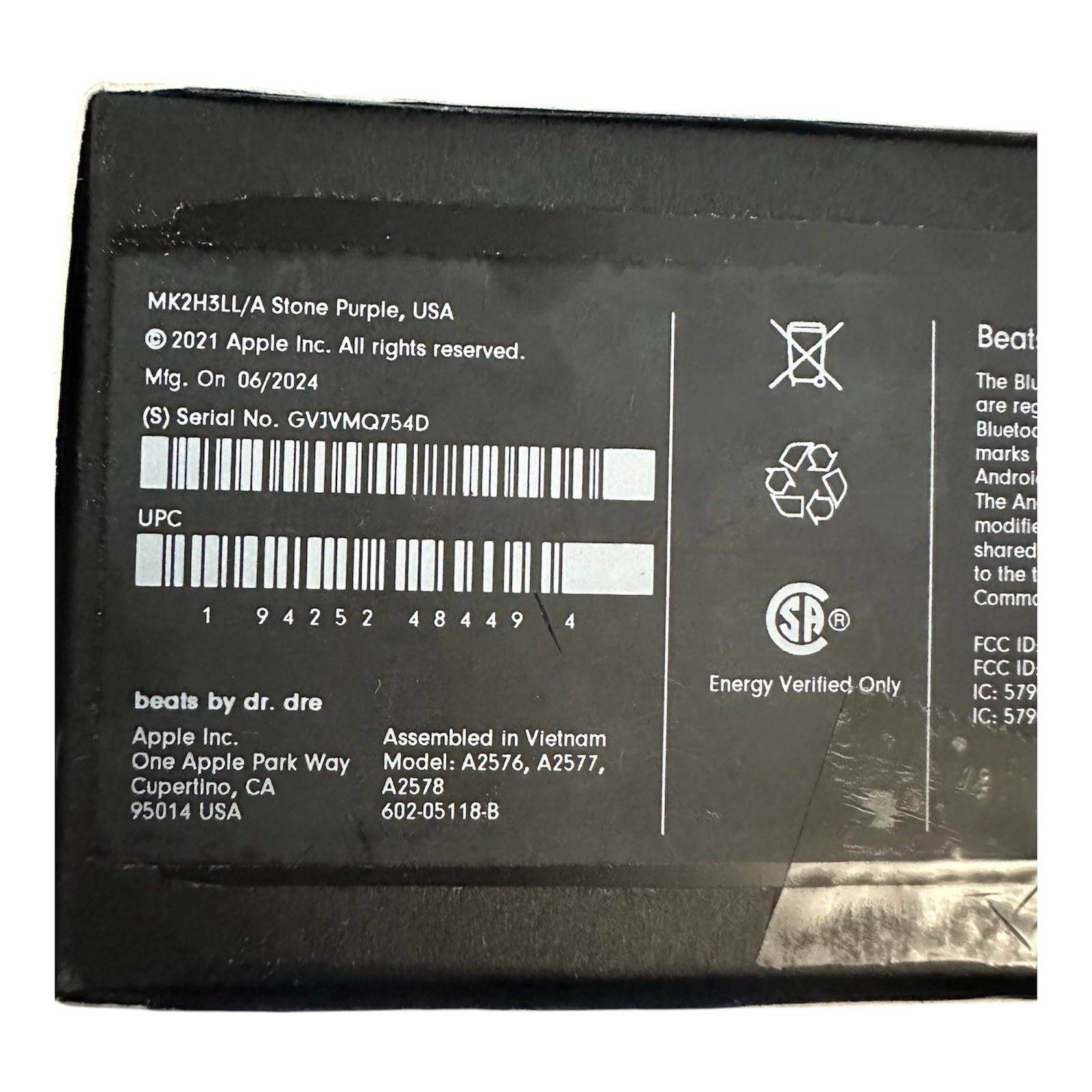 BEATS FIT PRO MODEL A2576, A2577, A2578