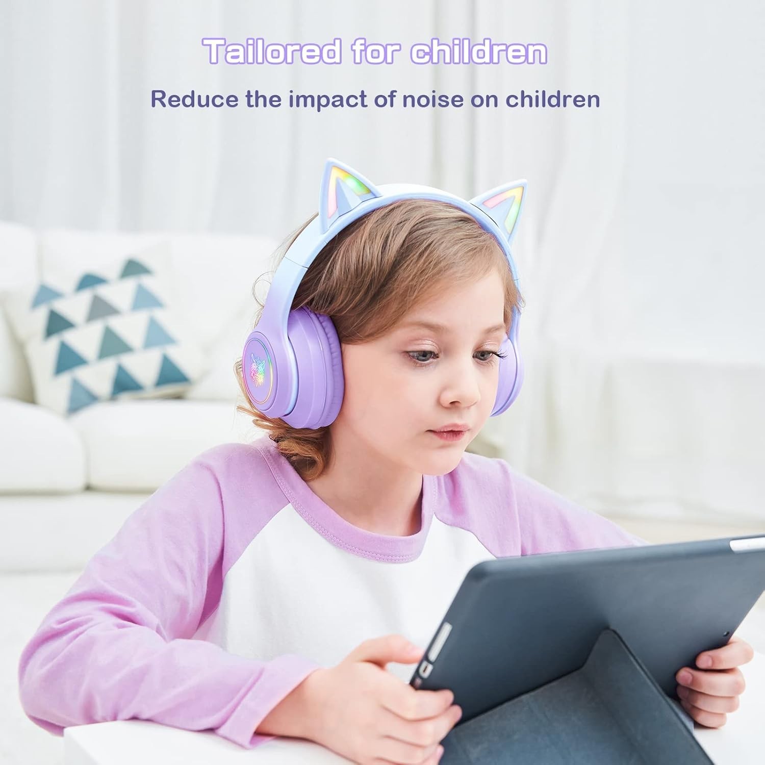 Bluetooth Cat Ear Headphones for Kids & Adults, Wireless & Wired Mode Foldabl…