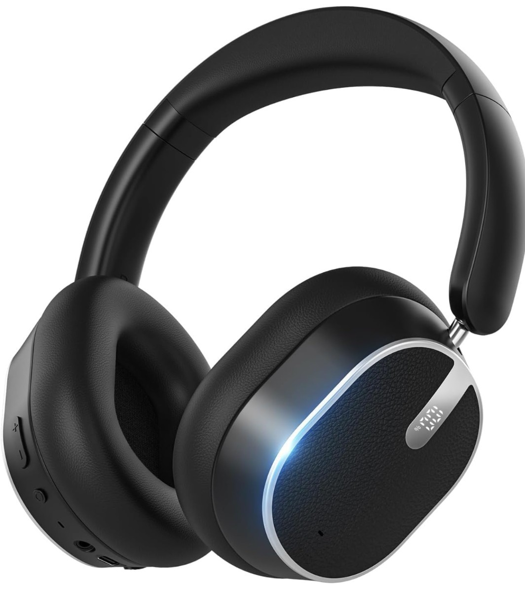 Bluetooth 6.0 Over Ear Wireless Headphones with 60H Playtime Memory Foam Ear ANC