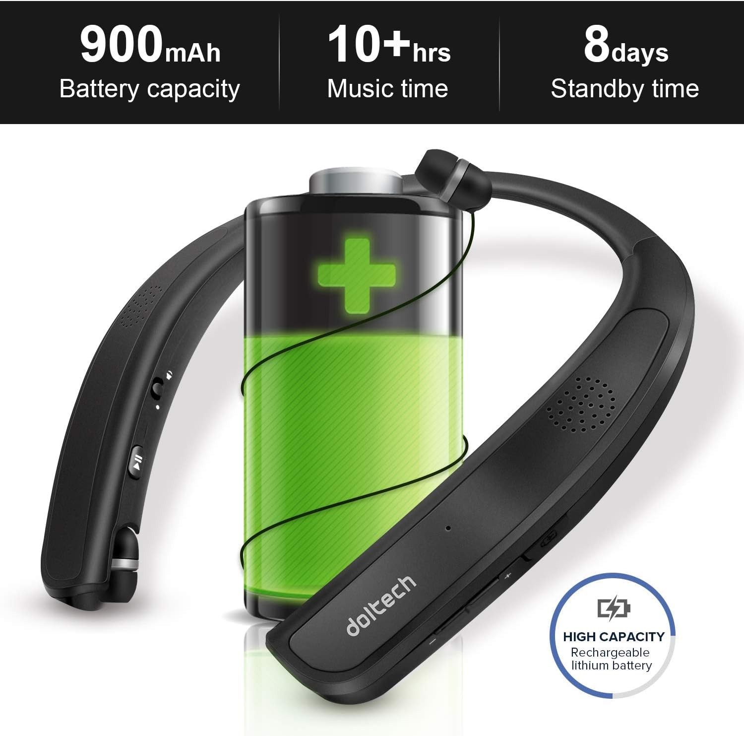 Bluetooth Headphones Speaker 2 in 1,DolTech Wireless Headphones Neckband Wearabl