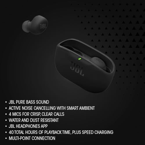 JBL VIBE BUDS 2 TRUE WIRELESS NOISE CANCELLING EARBUDS VIBEBUDS2AM – BLACK