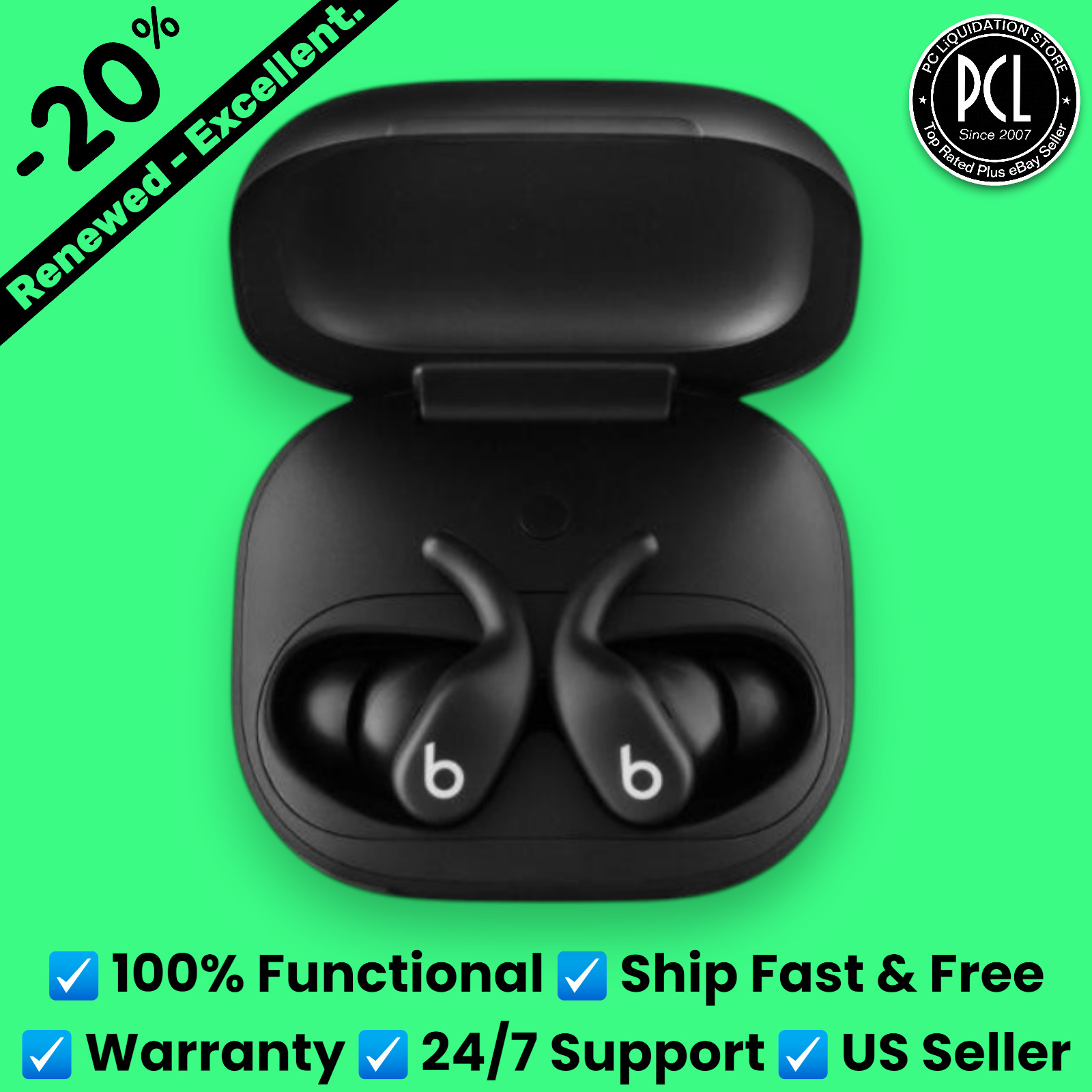 ✅ Beats PowerBeats Fit Headphones Black True Wireless ✅