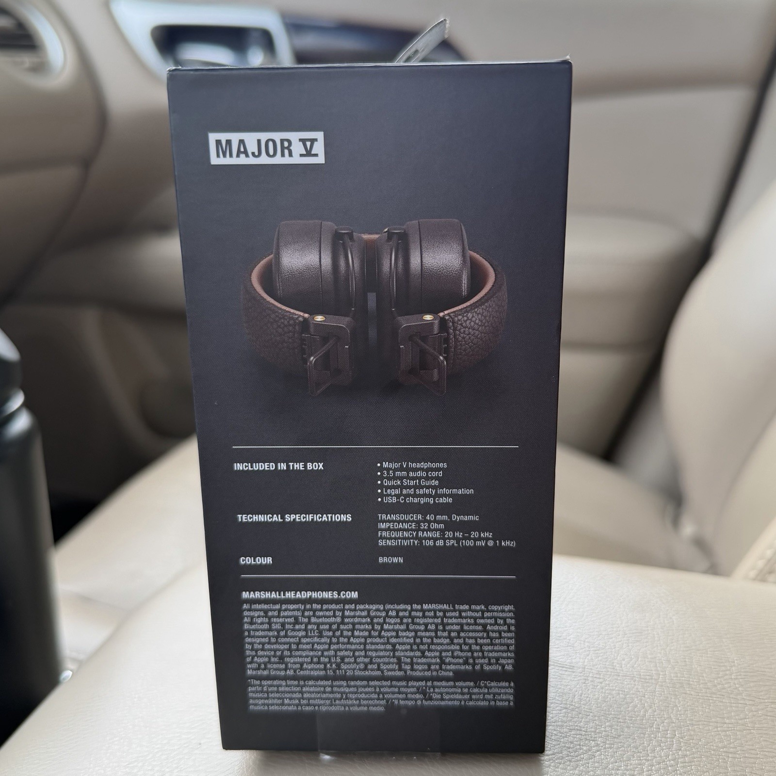 NEW Marshall Major V Wireless Bluetooth Headphones Black Never Used