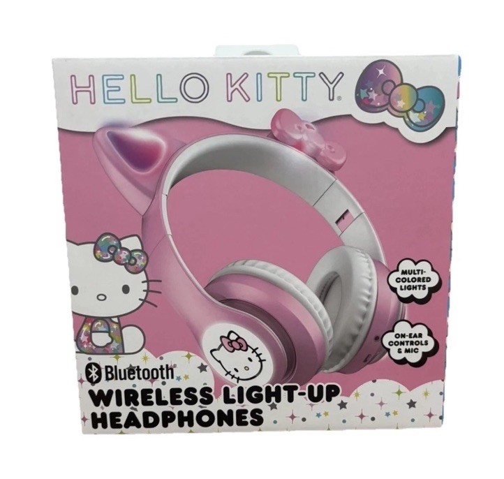 Hello Kitty Wireless Light Up Headphones Bluetooth Pink & White by Sanrio NEW!!!