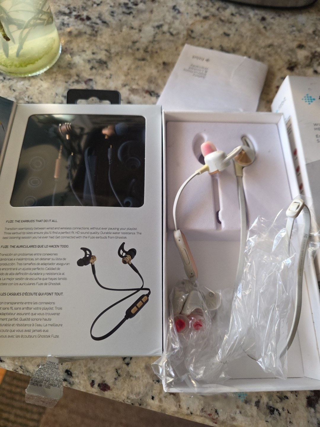 Fitbit Flyer Wireless Fitness Bluetooth Headphones- White plus Bonus Headphone