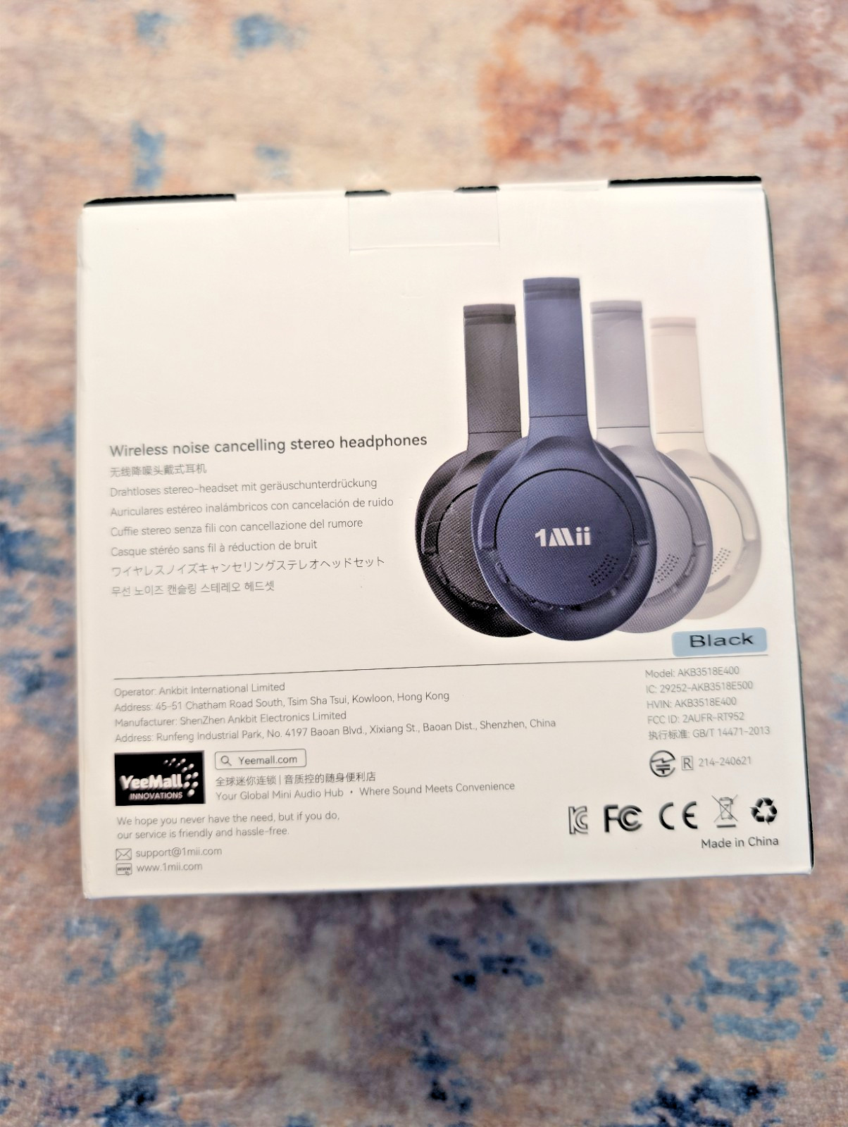 1Mii Y8+ Bluetooth 6.0 Wireless Headphones ANC LDAC Hi-Res Audio Open Box Black