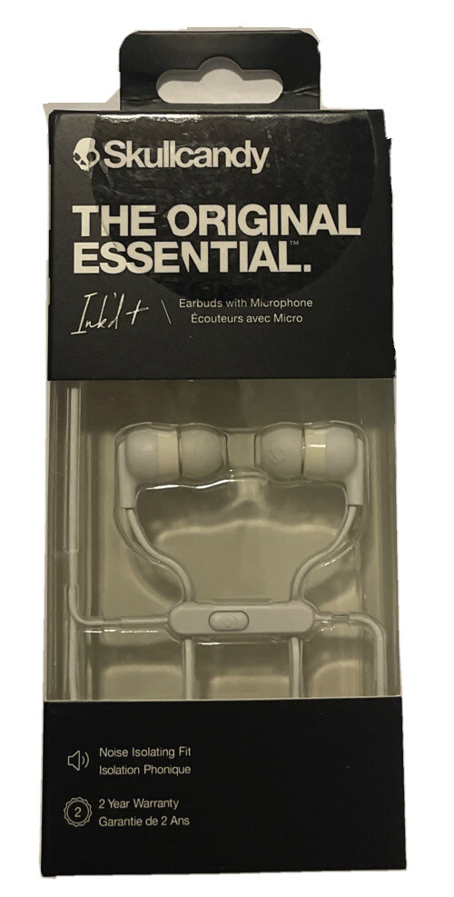 Skullcandy Ink’d + In-Ear Earbud w/Microphone Noise Isolating Fit -Mod White