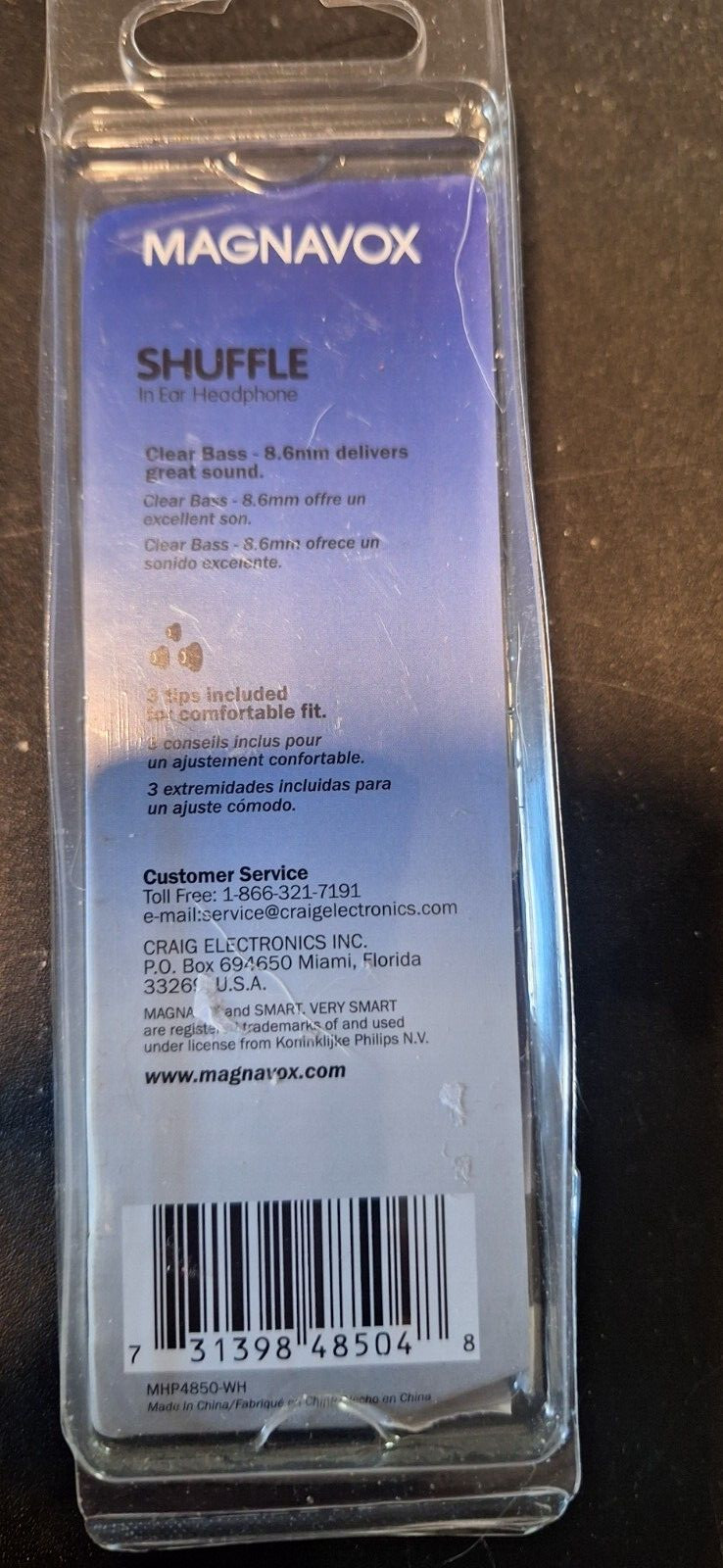 MAGNAVOX White Clear Bass Earbuds Headphones Microphone MHP4851WH 1826-323