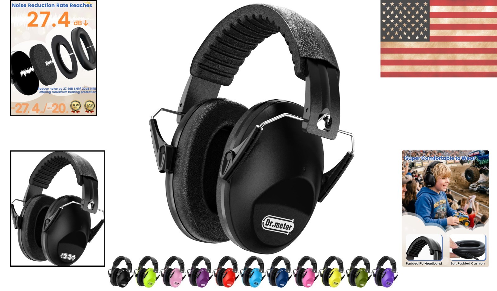 Adjustable Noise Cancelling Headphones for Kids – 27 dB Protection for Events