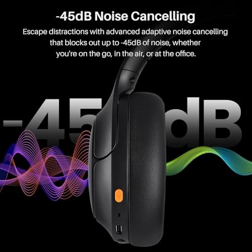 HT3 Hybrid Noise Cancelling Headphones, 90H Headphones Only Titanium Black