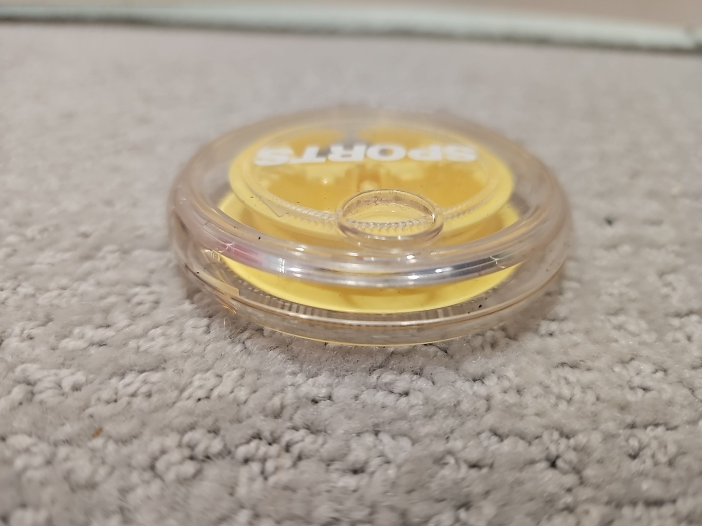 SONY MDR-E225 Sports Earbuds Yellow Clear Travel Case Cord Wind-up Storage Pro