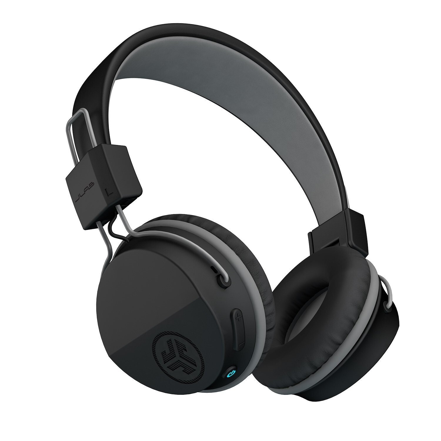 JLab HBNEONRBLK4 Wireless On-Ear Headphones Bluetooth with Mic, Black/Gray