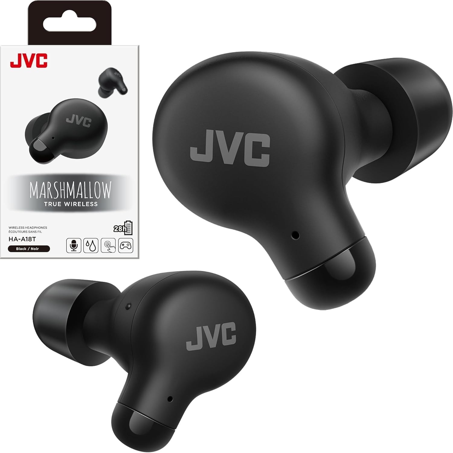 JVC Marshmallow True Wireless Bluetooth 5.3 Earbuds – 28H Battery, Memory Foam