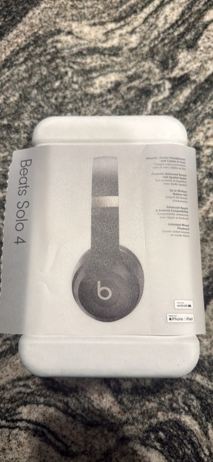 Beats Solo 4 Wireless Bluetooth On-Ear Headphones Black/Gray w/ Case & Cables