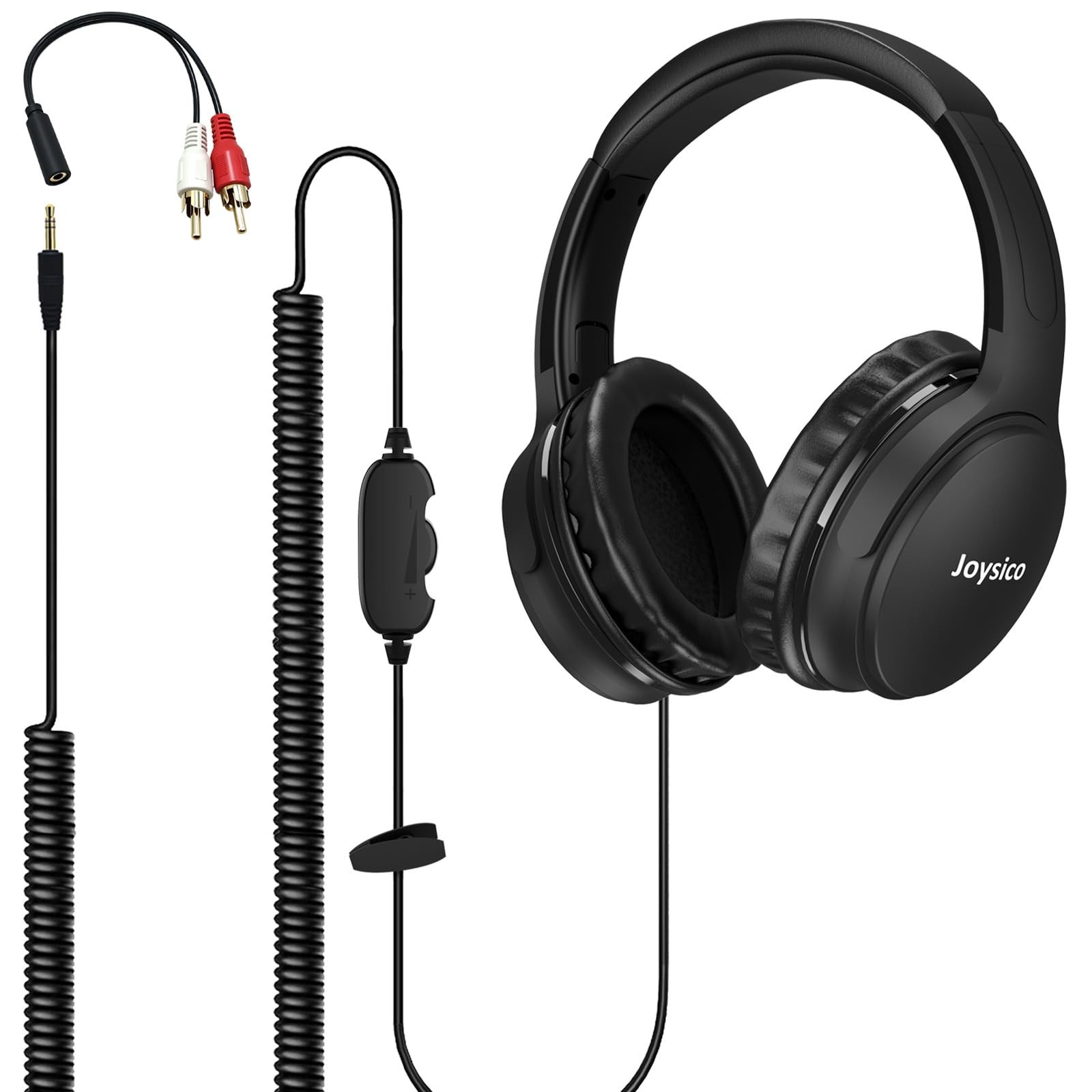 Joysico 19.5Ft / 6M Extra Long Cord Headphones for TV PC with Large, Black