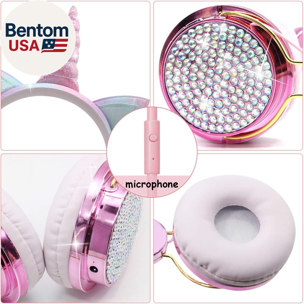Unicorn Kids Headphones for Girls Children Teens, Wired Headphones for Kids with