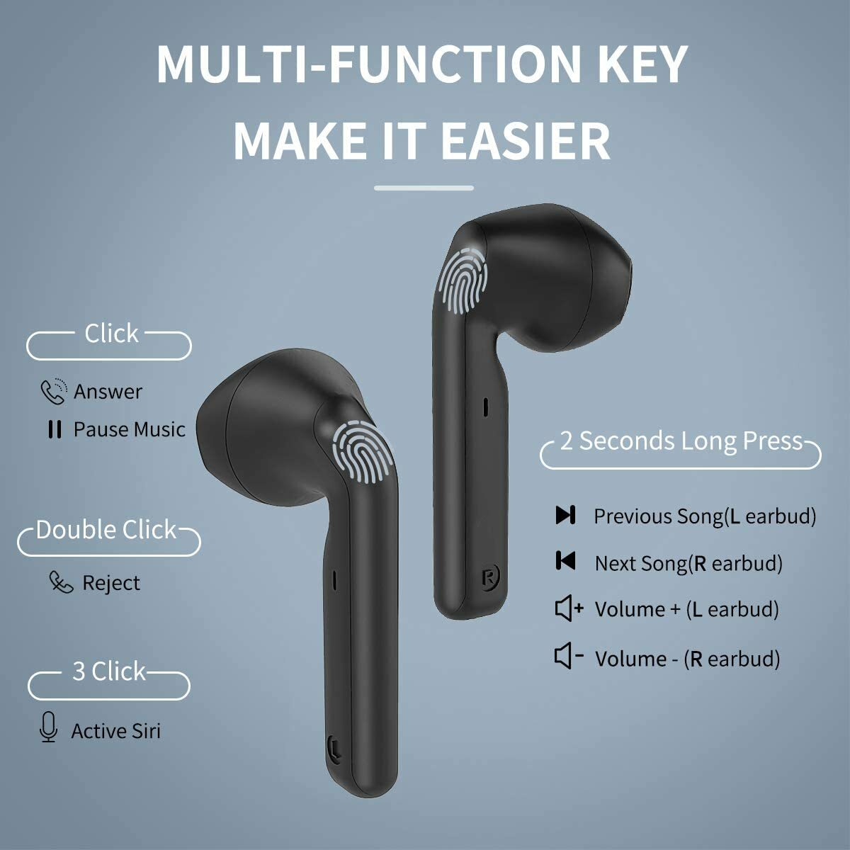Bluetooth Earbuds 30H Playtime HiFi 3D Stereo IPX5 Built-in Mic CVC8.0 Apt-X