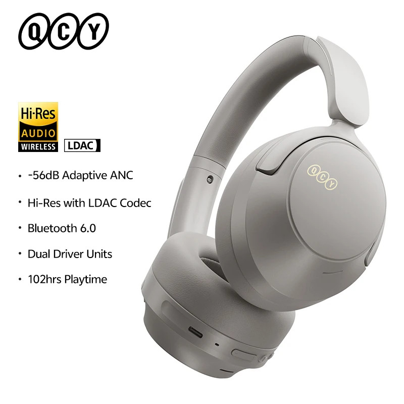 QCY H3S Over-Ear Headphones -56dB ANC Bluetooth 6.0 LDAC Hi-Res 102H Battery