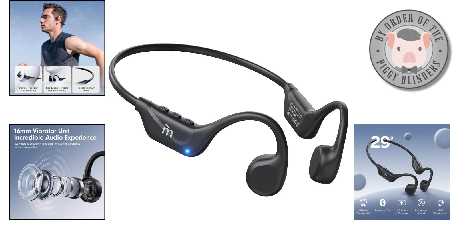 Open Ear Bone Conduction Headphones with Mic – Wireless & Waterproof for Running