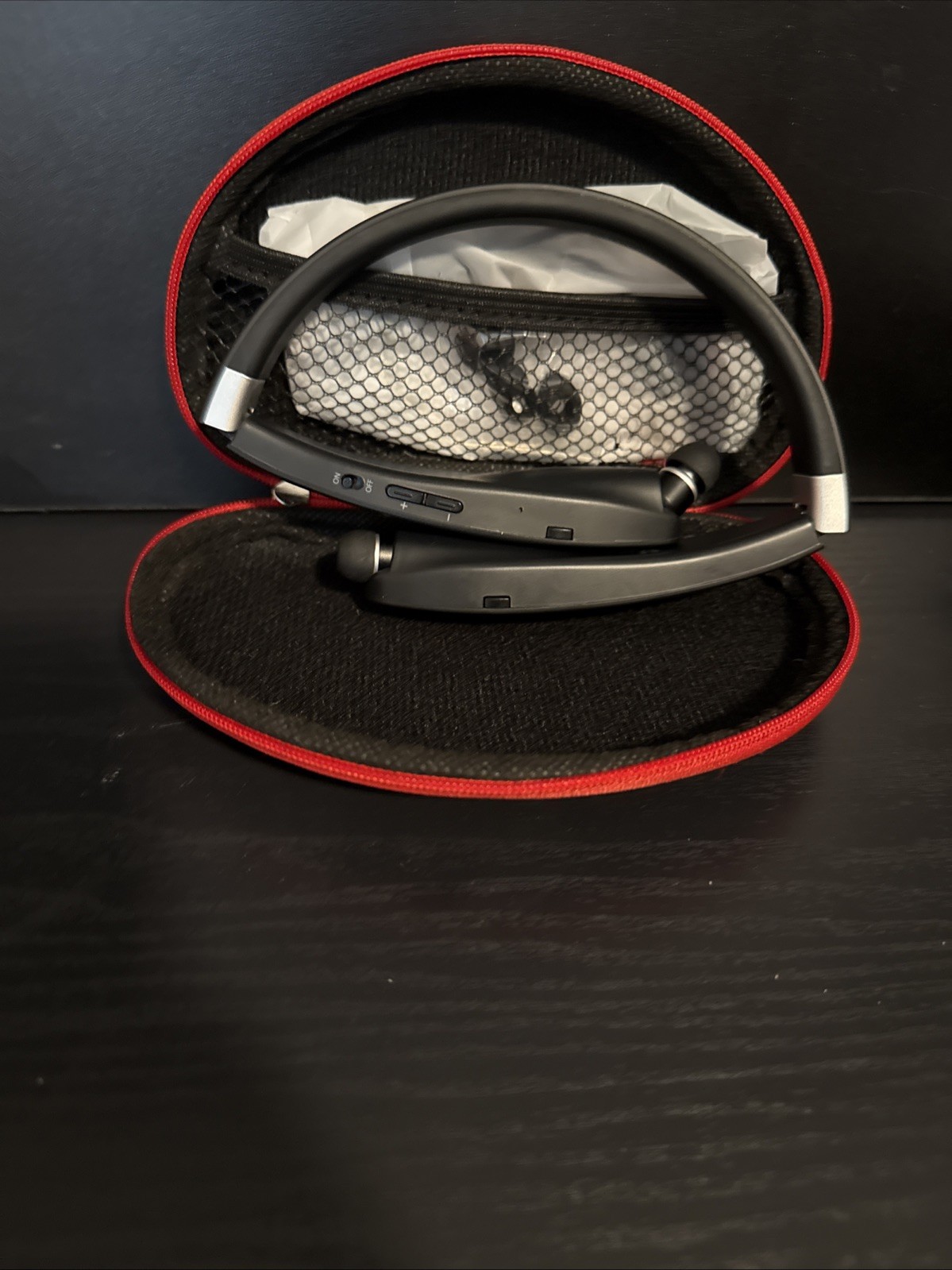 Amorno Foldable Bluetooth Headphones, Neckband Headset w/Retractable Earbuds