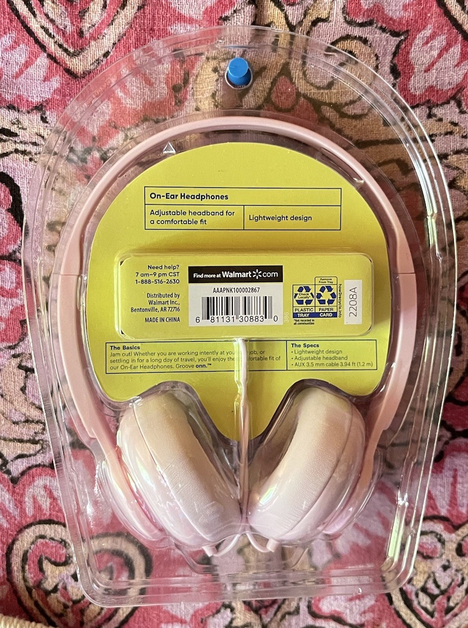 Groove Onn Wired On-Ear Headphones Pink 3.5mm Jack 3.94ft Cable NEW