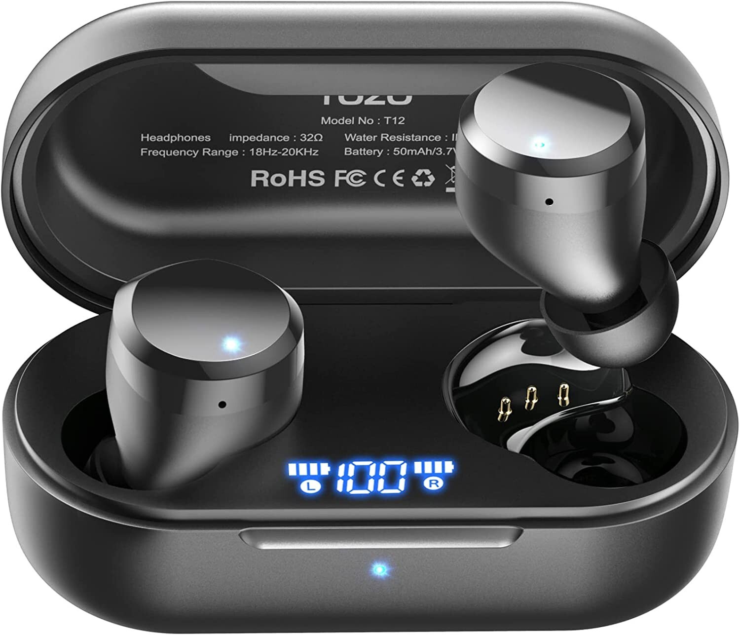 TOZO T12 Wireless Earbuds Bluetooth Headphones, Black (Renew)