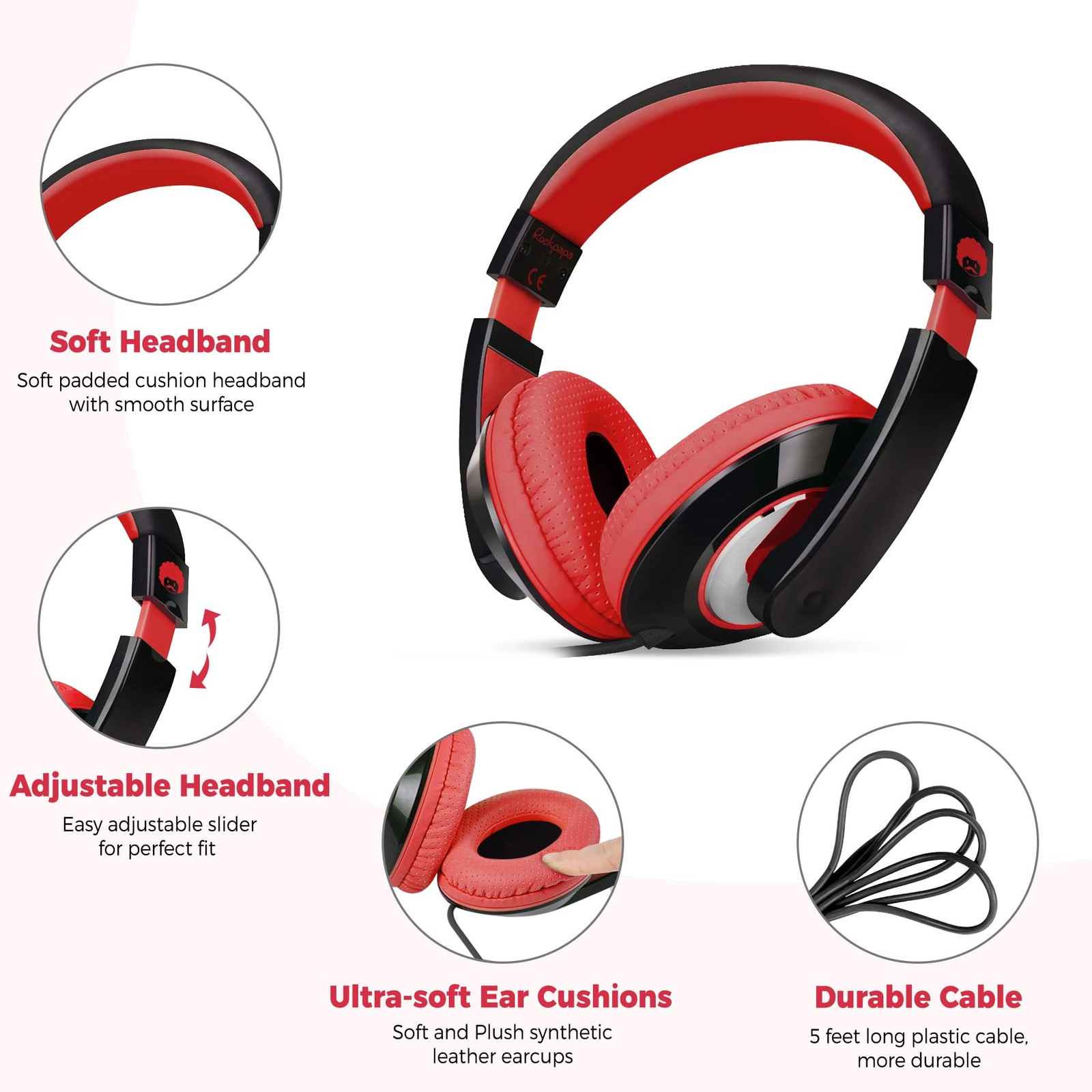 rockpapa Comfort Kids Headphones for School, Lightweight Childrens Boys Girls…