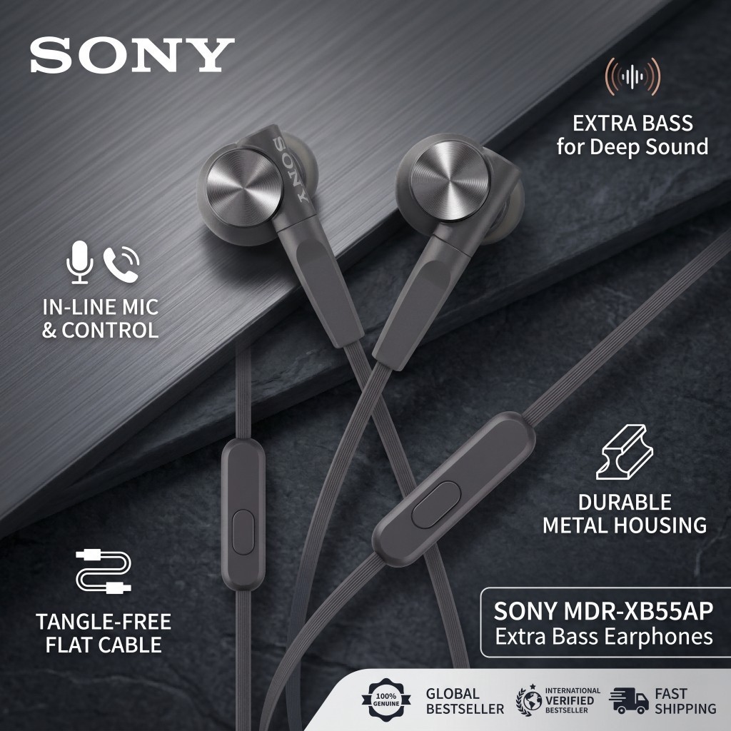 MDR-XB55AP Bass Booster In-Ear Headphones With Remote & Mic Black