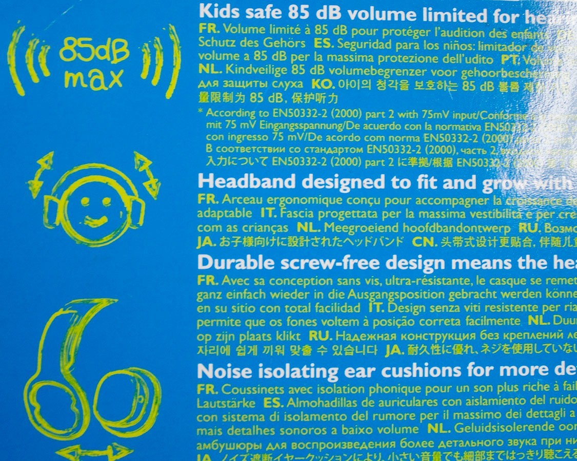 PHILIPS Kids wired Headphones Comfortable & Safe Listening Blue & Green