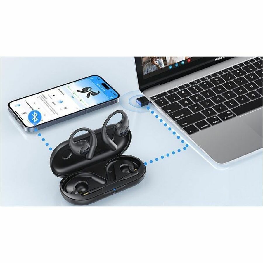 EMEET Airflow (Black) Open-Ear Headsets with Detachable Boompole and Uplink Nois