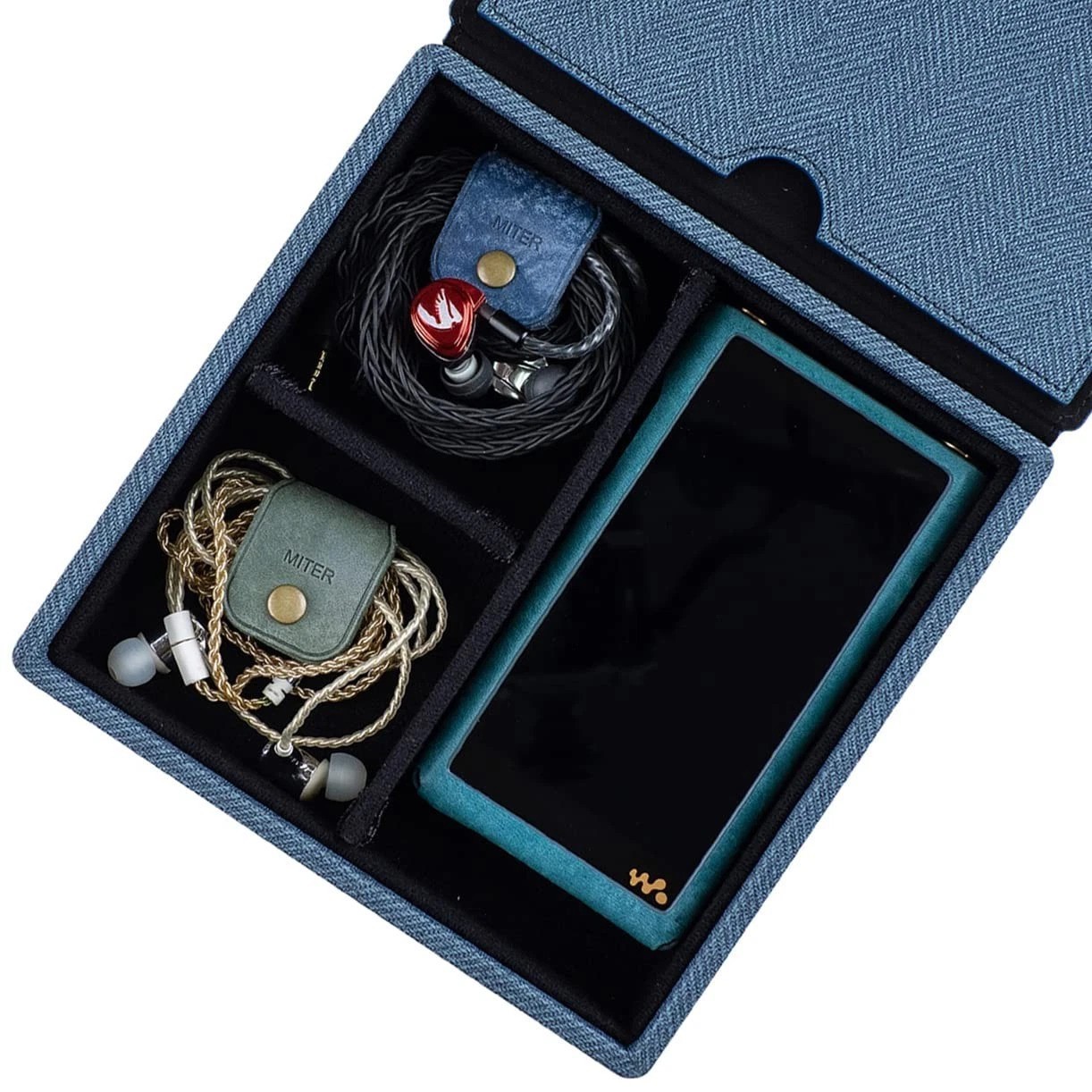 Handmade Acrylic Carrying Case for IEM Earphones & Digital Audio Players – Blue