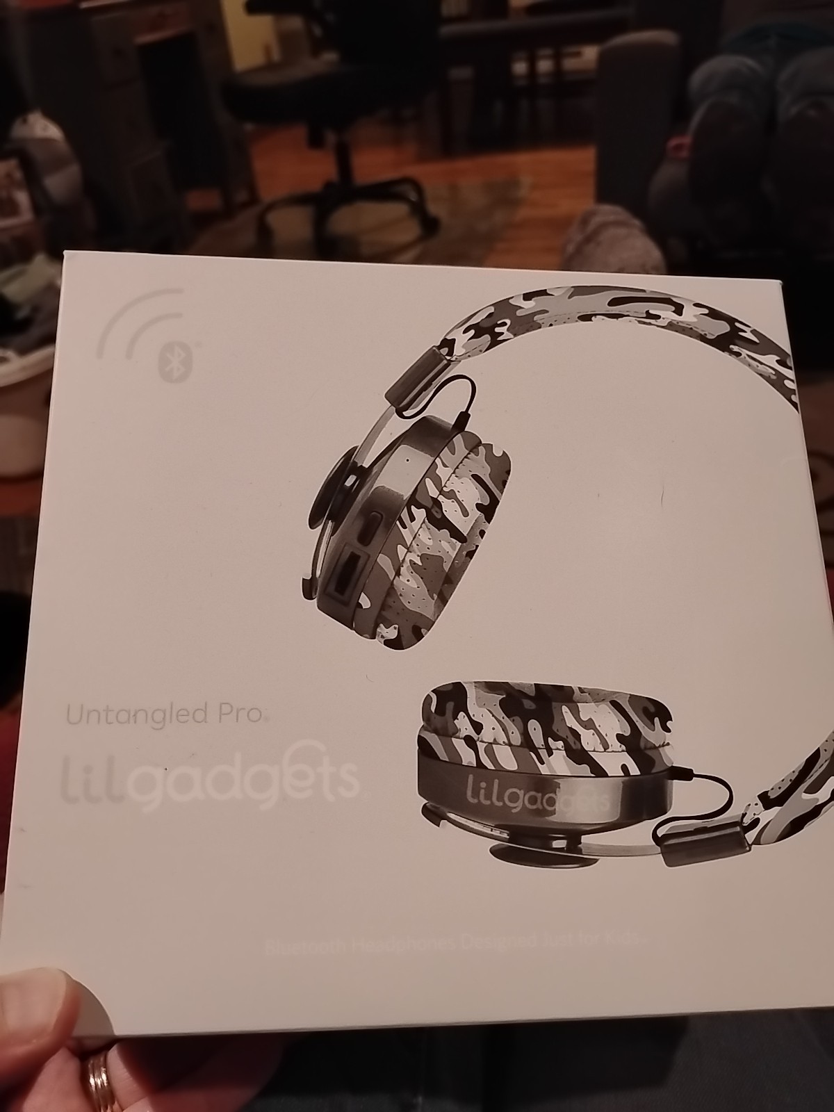 LilGadgets Untangled Pro Wireless Headphones Grey Camo Bluetooth for Kids