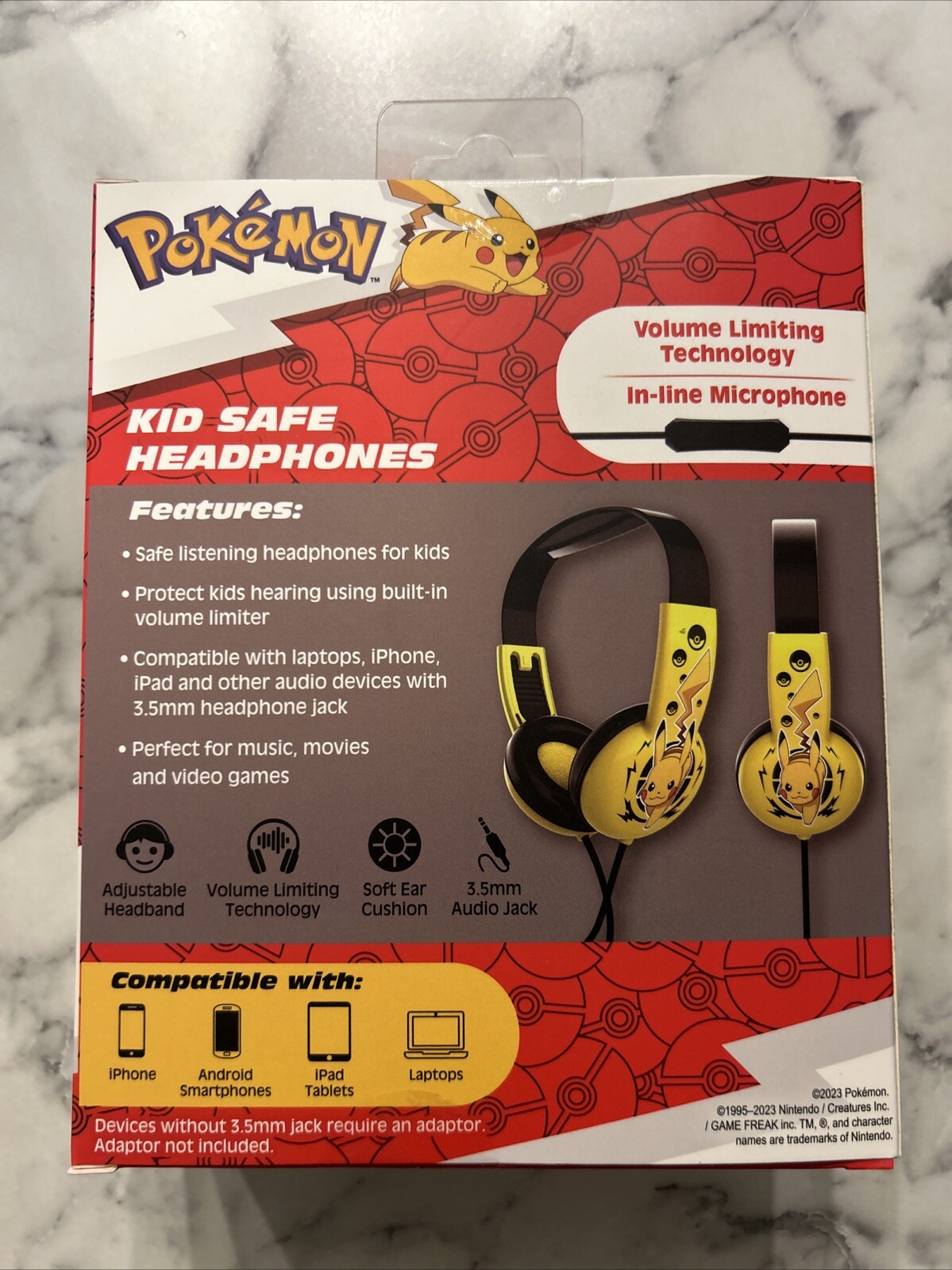 PokéMon Kid Safe Headphones Volume Limiting Technology Age 6+ In-line Microphone