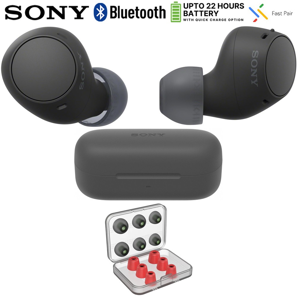 Sony WF-C510 Truly Wireless Earbuds, Black + Bonus Tips Bundle