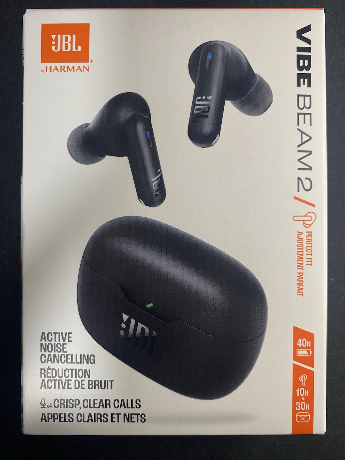 JBL Vibe Beam 2 – Active Noise Canceling Reduction – Black
