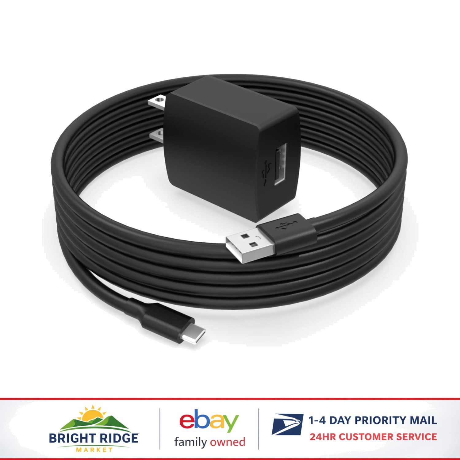 Portable USB C Charger Cable for Bluetooth Headphones and Speakers, 2A Current