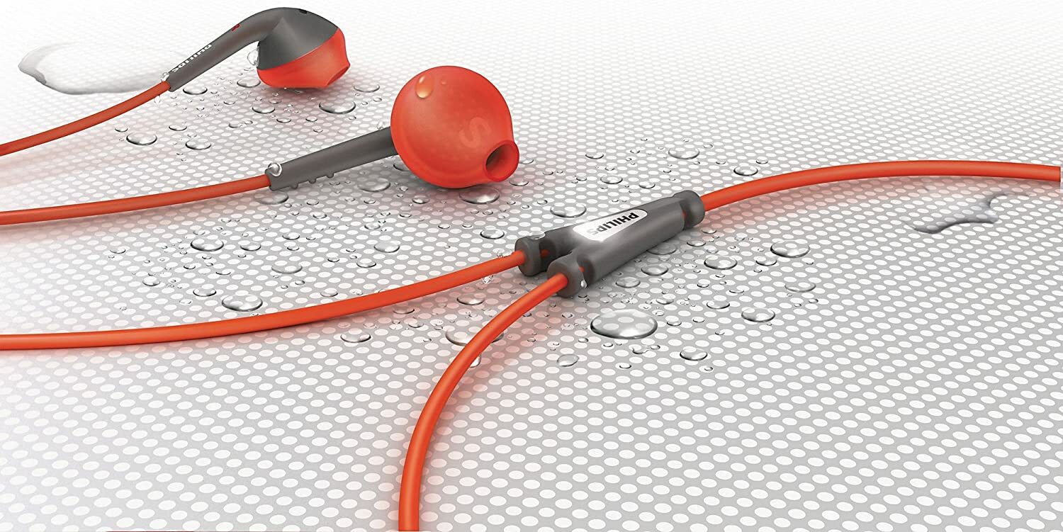 PHILIPS SHQ1200/28 ActionFit Sports In-Ear Headphones – Orange & Grey – NEW
