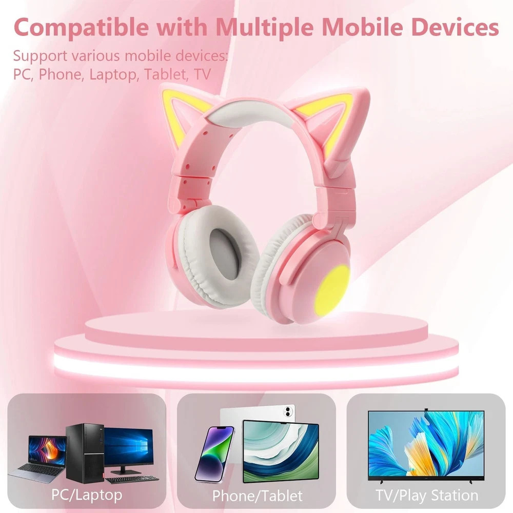Cat Ear Bluetooth Headphones for Adult, Kids Lovely Headphones,Over Ear Wired…