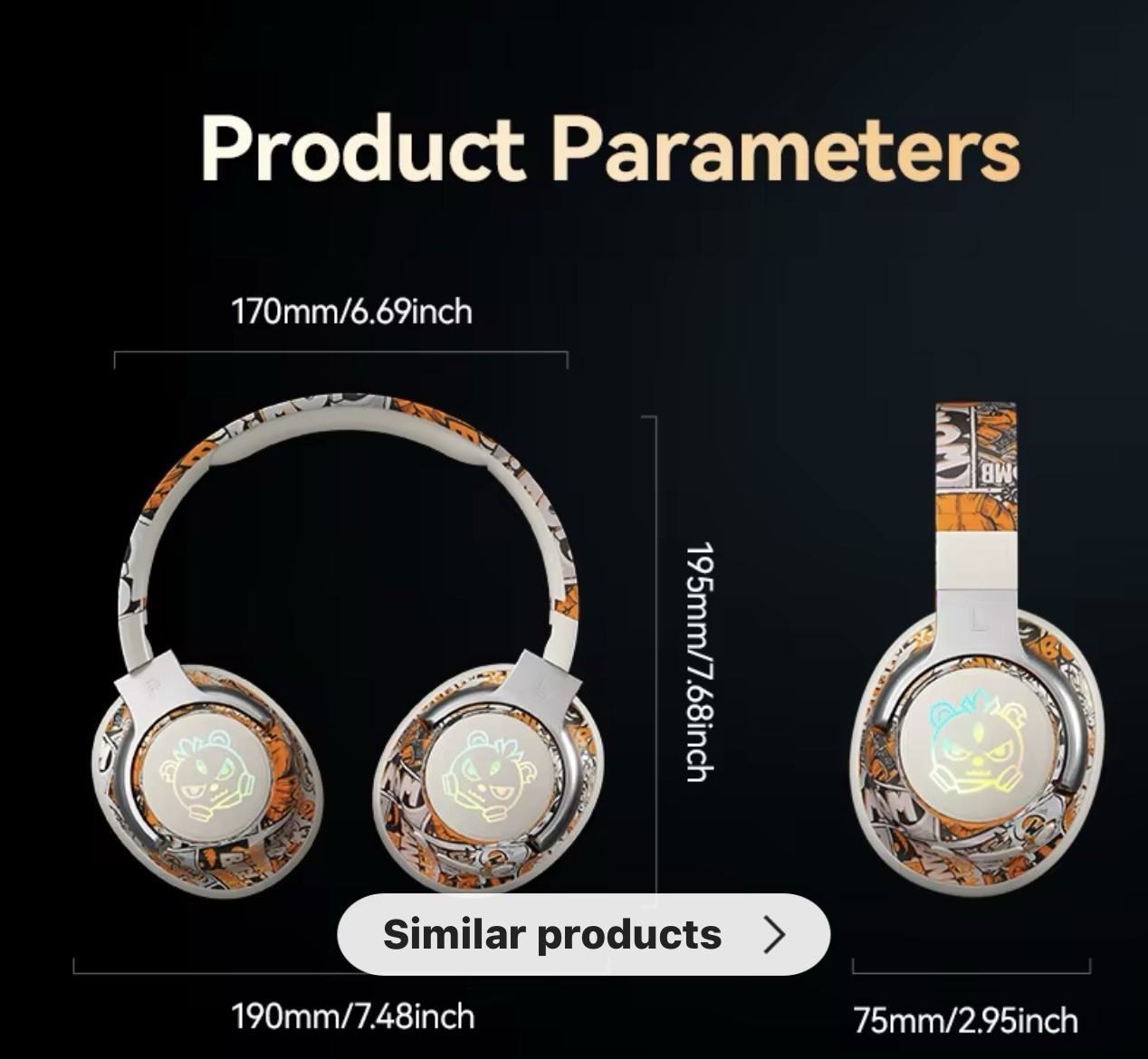 Syoto T12 Wireless Foldable RGB Graffiti Headset purple BT 5.4 With Mic Ste.