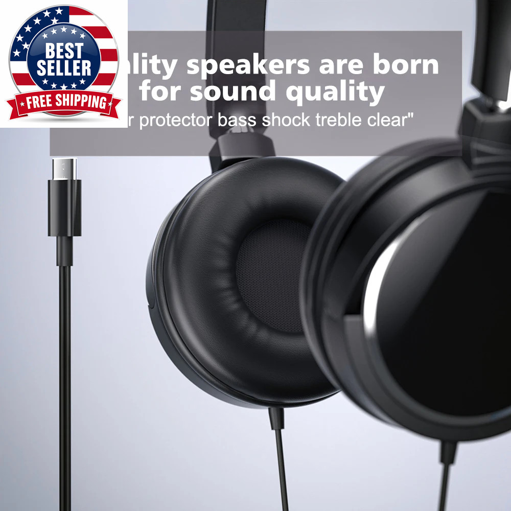 New 3.5Mm/Type-C Plug Wired Headphones Foldable Headphones Bass Stereo Fashion M